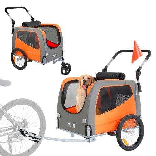 Remorca bicicletă 2-în-1 pentru câini – cărucior și trailer, până la 30 kg